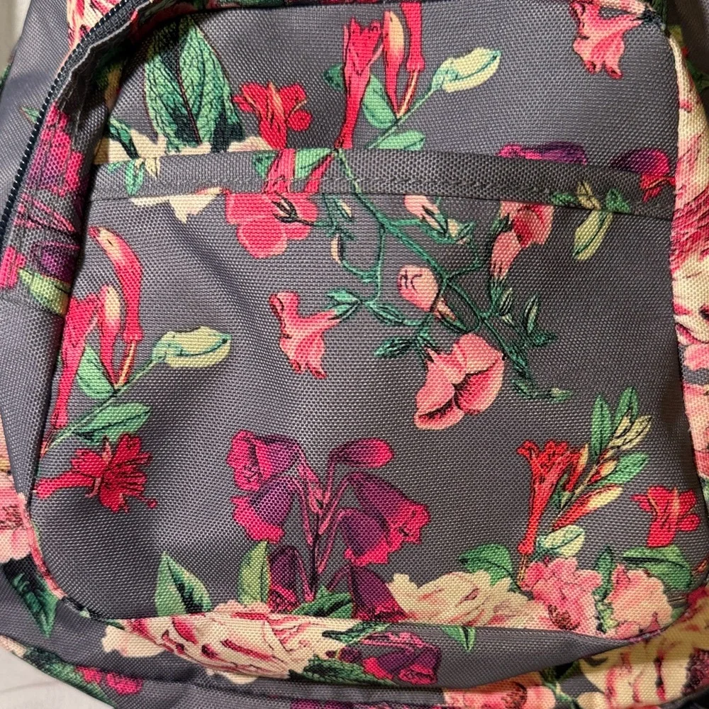 Jansport Floral Backpack in Gray and Pink - Picture 2 of 11